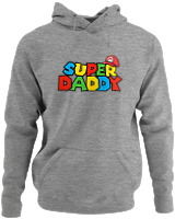 Φούτερ με κουκούλα - Super Daddy - Color Thumbnail Γκρι Μελανζέ