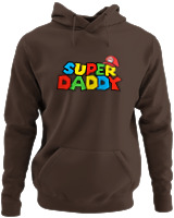 Φούτερ με κουκούλα - Super Daddy - Color Thumbnail Καφέ