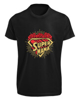 T-Shirt Fit - Super Mama - Color Thumbnail Μαύρο