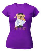 T-Shirt Στενή Γραμμή - Take It Easy - Color Thumbnail Σκούρο Μωβ