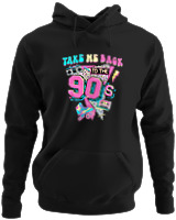 Φούτερ με κουκούλα - Take Me Back To The 80s - Color Thumbnail Μαύρο