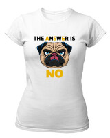T-Shirt Στενή Γραμμή - The Answer Is No - Color Thumbnail ΄Ασπρο