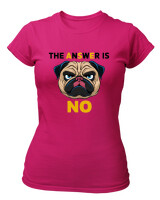 T-Shirt Στενή Γραμμή - The Answer Is No - Color Thumbnail Φουξια