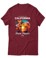 T-Shirt Unisex - The Best Of California - Color Thumbnail Σκούρο Κόκκινο