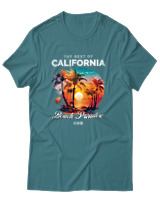 T-Shirt Unisex - The Best Of California - Color Thumbnail Μπλε Πράσινο