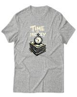 T-Shirt Αντρικό - Time Is Money - Color Thumbnail Γκρι Μελανζέ