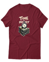 T-Shirt Αντρικό - Time Is Money - Color Thumbnail Σκούρο Κόκκινο
