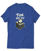 T-Shirt Αντρικό - Time Is Money - Color Thumbnail Μπλε Ρουά