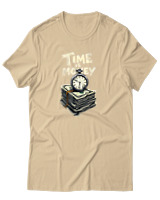 T-Shirt Αντρικό - Time Is Money - Color Thumbnail Μπεζ