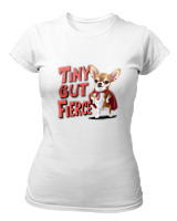 T-Shirt Στενή Γραμμή - Tiny But Fierce - Color Thumbnail ΄Ασπρο