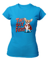 T-Shirt Στενή Γραμμή - Tiny But Fierce - Color Thumbnail Τιρκουάζ