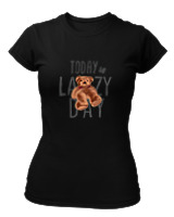 T-Shirt Στενή Γραμμή Γυναικείο - Today Lazy Days - Color Thumbnail Μαύρο
