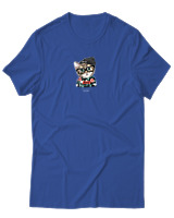 T-Shirt Αντρικό - True Style Cat - Color Thumbnail Μπλε Ρουά
