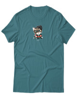 T-Shirt Αντρικό - True Style Cat - Color Thumbnail Μπλε Πράσινο