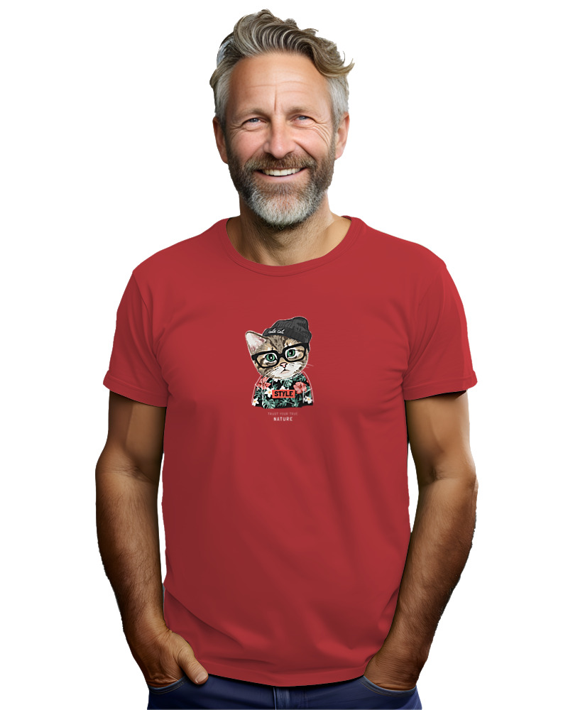 T-Shirt Αντρικό - True Style Cat - Image 2