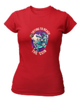 T-Shirt Στενή Γραμμή Γυναικείο - Trying To Reach The Bitcoin - Color Thumbnail Κόκκινο