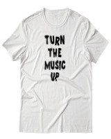 T-Shirt Αντρικό - Turn The Music Up - Color Thumbnail Άσπρο