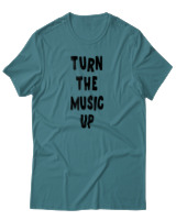 T-Shirt Αντρικό - Turn The Music Up - Color Thumbnail Μπλε Πράσινο