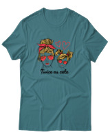 T-Shirt  Γυναικείο - Twice As Cute - Color Thumbnail Μπλέ Πράσινο