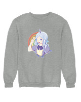 Φούτερ χωρίς κουκούλα Γυναικείο - Unicorn Girl - Color Thumbnail Γκρι Μελανζέ