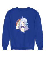 Φούτερ χωρίς κουκούλα Γυναικείο - Unicorn Girl - Color Thumbnail Μπλε Ρουά