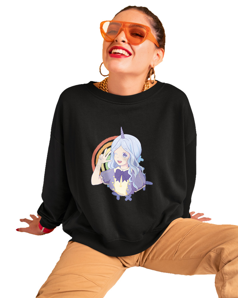Φούτερ χωρίς κουκούλα Γυναικείο - Unicorn Girl - Image 1
