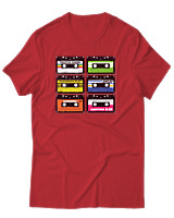 T-Shirt Αντρικό - Vintage Cassettes - Color Thumbnail Κόκκινο
