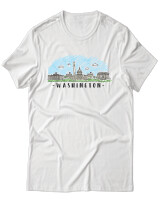 T-Shirt Unisex - Washington - Color Thumbnail Άσπρο