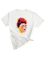 T-Shirt Woman Fashion Γυναικείο - Watercolor Frida - Color Thumbnail WHITE