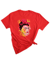 T-Shirt Woman Fashion Γυναικείο - Watercolor Frida - Color Thumbnail RED