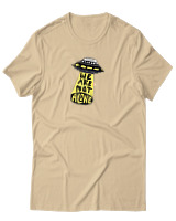 T-Shirt Αντρικό - We Are Not Alone Ufo - Color Thumbnail Μπεζ