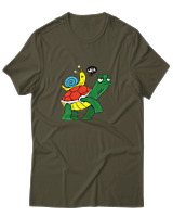 T-Shirt Unisex - Weee Turtle Snail - Color Thumbnail Χακί