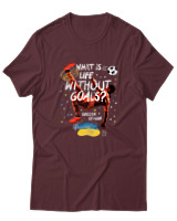 T-Shirt Αντρικό - What Is Life Without Goals? - Color Thumbnail Μπορντό