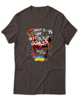 T-Shirt Αντρικό - What Is Life Without Goals? - Color Thumbnail Καφέ