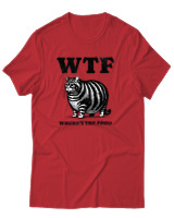 T-Shirt Αντρικό - Where Is The Food Cat - Color Thumbnail Κόκκινο