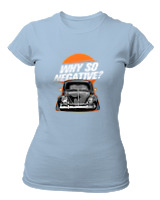 T-Shirt Στενή Γραμμή Γυναικείο - Why So Negative - Color Thumbnail Γαλάζιο
