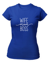 T-Shirt Στενή Γραμμή - Wife Mom Boss - Color Thumbnail Μπλε Ρουά