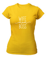 T-Shirt Στενή Γραμμή - Wife Mom Boss - Color Thumbnail Χρυσό Κίτρινο