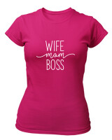 T-Shirt Στενή Γραμμή - Wife Mom Boss - Color Thumbnail Φουξια