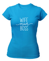 T-Shirt Στενή Γραμμή - Wife Mom Boss - Color Thumbnail Τιρκουάζ