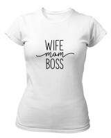 T-Shirt Στενή Γραμμή - Wife Mom Boss - Color Thumbnail ΄Ασπρο