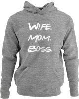 Φούτερ με κουκούλα - Wife Mom Boss - Color Thumbnail Γκρι Μελανζέ