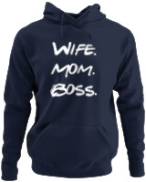 Φούτερ με κουκούλα - Wife Mom Boss - Color Thumbnail Navy Blue