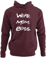 Φούτερ με κουκούλα - Wife Mom Boss - Color Thumbnail Marron