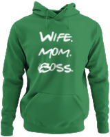 Φούτερ με κουκούλα - Wife Mom Boss - Color Thumbnail Kelly Green
