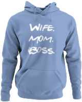 Φούτερ με κουκούλα - Wife Mom Boss - Color Thumbnail Blue Carolina