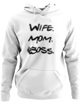 Φούτερ με κουκούλα - Wife Mom Boss - Color Thumbnail ΄Ασπρο