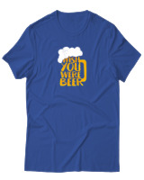 T-Shirt Αντρικό - Wish You Were Beer - Color Thumbnail Μπλε Ρουά