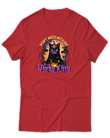 T-Shirt Αντρικό - Witchy Kitty - Color Thumbnail Κόκκινο
