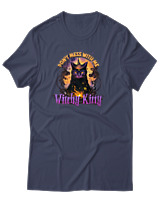 T-Shirt Αντρικό - Witchy Kitty - Color Thumbnail Μπλε Γκρι